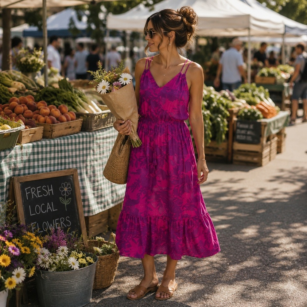 Saturday Sunday Anthropologie Pink Purple Floral Gauze Maxi Dress Womens Small